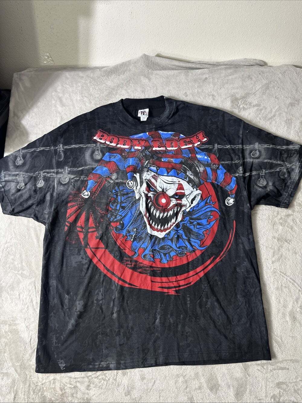 Body Lock Mens 3XL Creepy Clown Jester Graphic T Shirt Halloween Horror Y2K